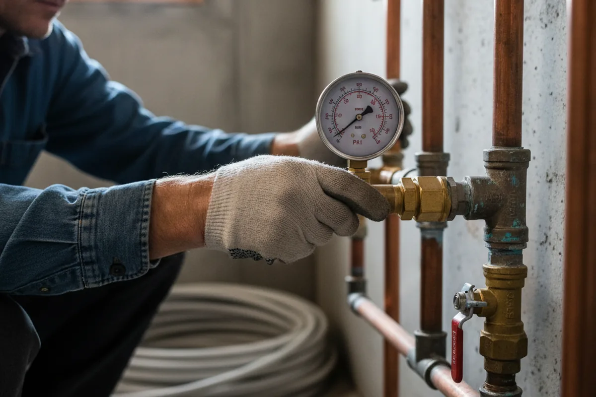Pressure testing a repaired line during Water Line Repair in Annandale